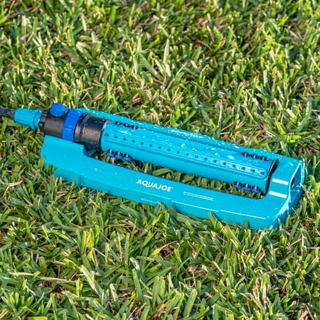 Aqua Joe - AJ-OMS20-BRS Indestructible Metal Base Oscillating Sprinkler | Customizable Coverage | 4973 sq ft Max Coverage