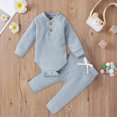 thumbnail image 2 of Gerichy Newborn Baby Boy Outfit Solid Color Boy Long Sleeve Comfortable Romper with Pants Set 0 3 6 9 12 18 Months 2Pcs Fall Winter Clothes, 2 of 5