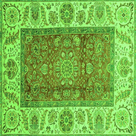 Ahgly Company Indoor Square Abstract Green Modern Area Rugs, 6' Square