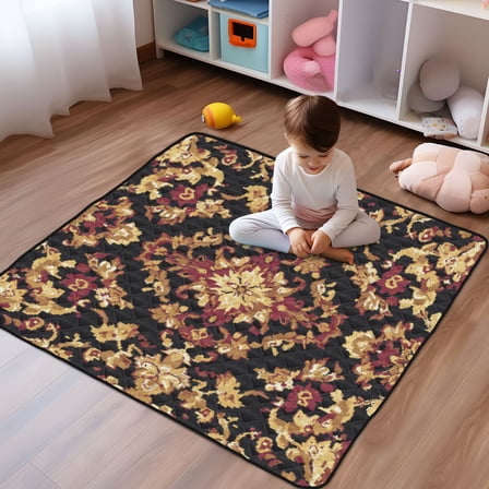 WOBOGO Carpet Patterns Baby Playmats Extra Large Waterproof Rollable Activity Pads for Toddlers 50×50inch