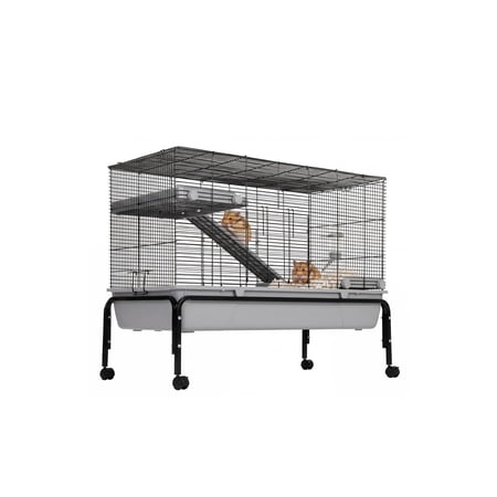 Multi-Level Small Animal Cage with Detachable Stand – Removable Tray, Feeder, Water Bottle – Spacious Wire Enclosure, Easy Clean, Indoor Hutch for Rabbit, Ferret, Chinchilla