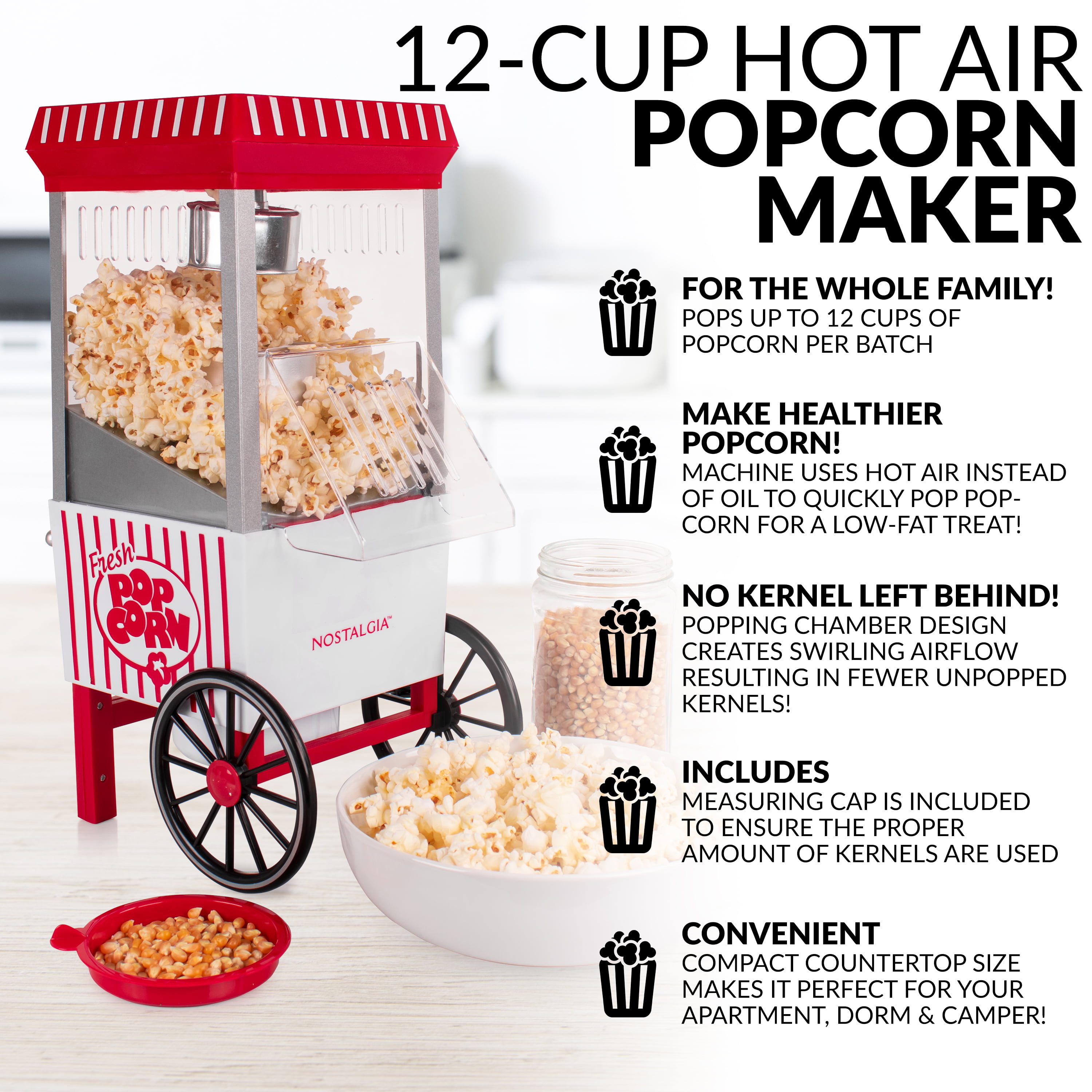 Popcorn Popper Nostalgia Electrics Retro Series 50s Style Hot Air