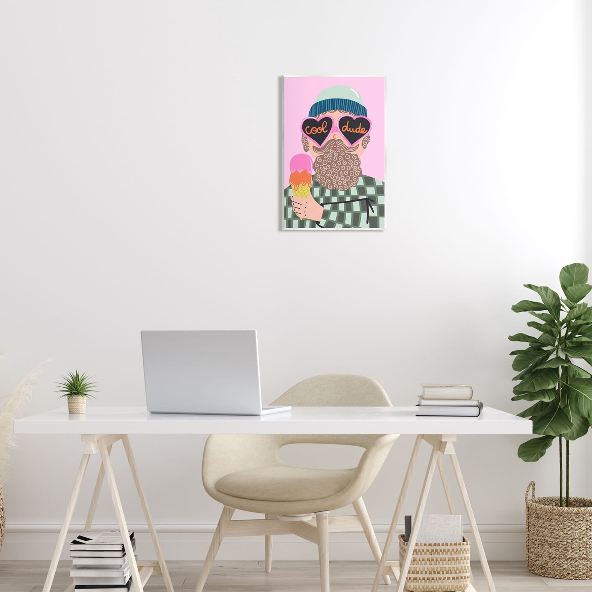 Stupell Industries Cool Dude Whimsical Man Checkered Pattern Ice Cream Graphic Art Unframed Art Print Wall Art, Design by Dominika Godette