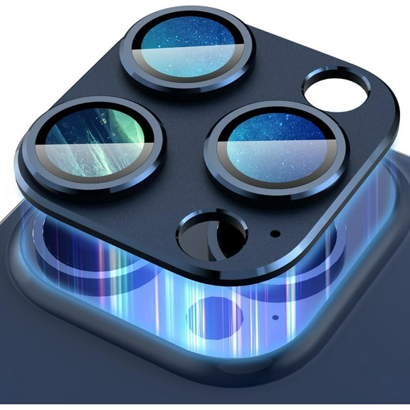 for iPhone 15 Pro/ 15 Pro Max Camera Lens Protector, [ Cool Metal ] Tempered Glass Camera Lens Protector for iPhone 15 Pro 6.1 inch/for iPhone 15 Pro Max 6.7 inch - Matte Blue Titanium