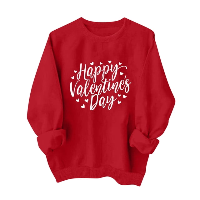 Penkiiy Chandails en Molleton de la Saint-Valentin pour Femmes - Mignon Chandail en Molleton de la Saint-Valentin Décontracté Cœur Pull Grahic TG Rouge