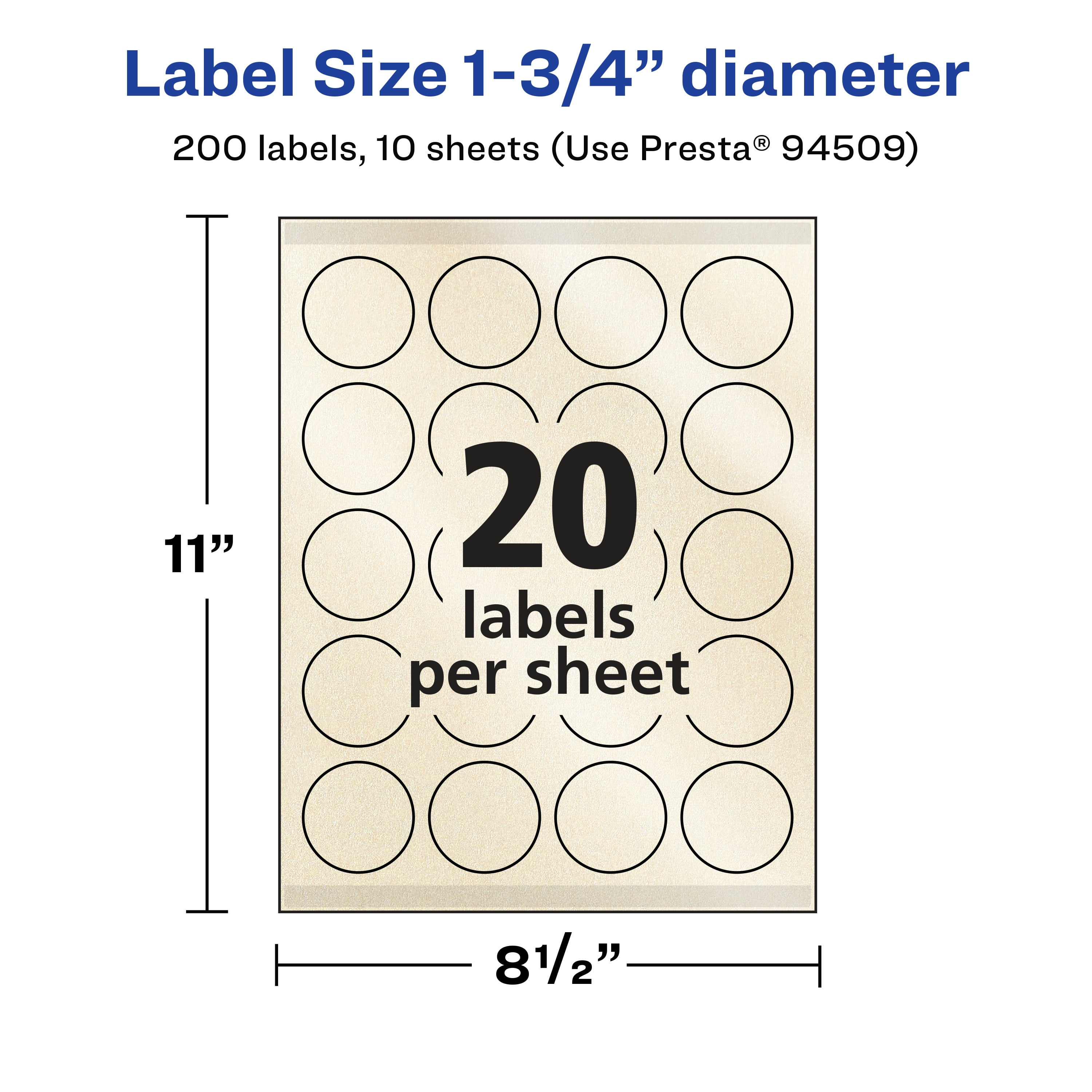 Avery Pearlized Ivory Round Labels, 1.75" Diameter, 200ct