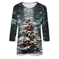 thumbnail image 5 of Neewe Womens Casual Christmas 3/4 Sleeve Crew Neck Tee Loose Shirts Christmas Tree Shirts Thanksgiving Fall Tops, 5 of 5