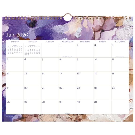 Mead Cambridge Susan Academic 2026-2027 Monthly Wall Calendar Medium 12 x 15 -