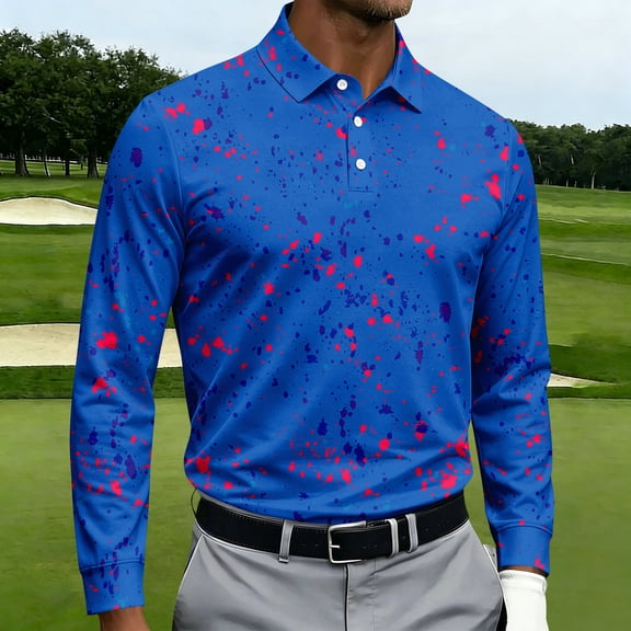 CCRFTGI Polo Shirts for Men Fashion Soft Lightweight Collared Business Golf Casual Wear Tops Tees Blue L