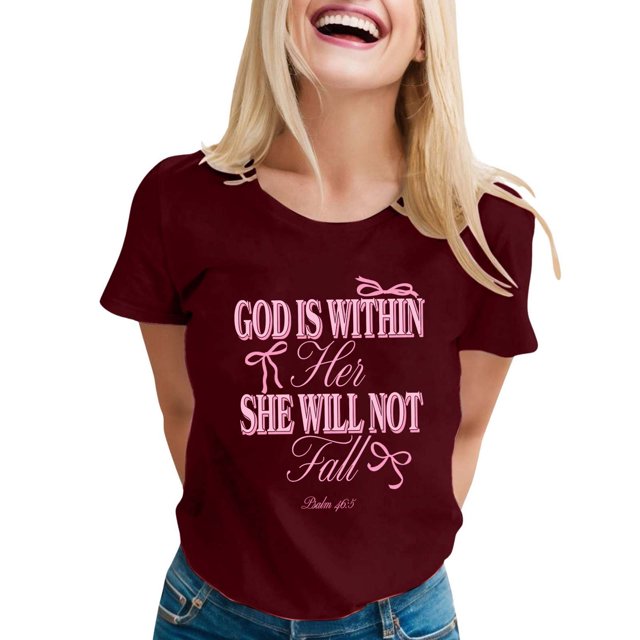 VJATTWR Hauts à Manches Courtes pour Femmes T-Shirt Décontracté Imprimé Col Rond Manches Courtes P