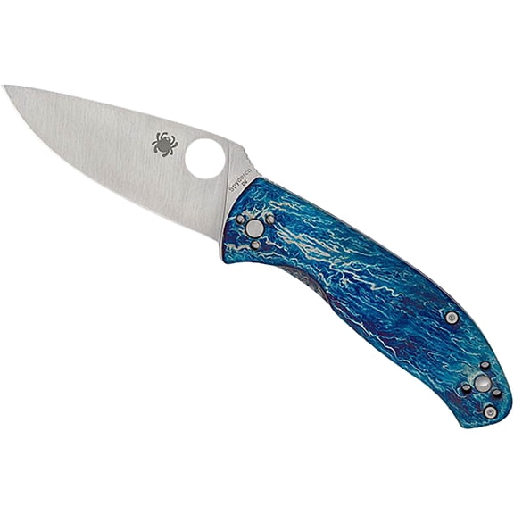 Spyderco Tenacious Pocket Knife 3.35" Clip Point D2 Satin Blade Titanium Handle Disarray