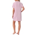 thumbnail image 3 of INSPIRE CHIC Womens Nightgowns Button Down Short Sleeve Sleep Shirts Nightshirt Pajama Dress with Pockets XL Pink, 3 of 6
