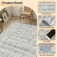 thumbnail image 5 of FairOnly 8'x10' Linen Machine Washable Area Rugs for Kitchen Family Room Low Pile Stain-Resistant Rugs Blue and Grey Carpet, 5 of 7
