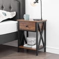 thumbnail image 6 of VECELO Nightstands Set of 2, Industrial End Table with 1-Drawer & Storage Shelf, Small Bedside Table Organizer for Small Space, Side Table for Bedroom Living Room, Brown, 6 of 9