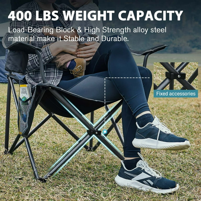 EVER ADVANCED Folding Camping Chair, Oversized Lawn Chair, Padded