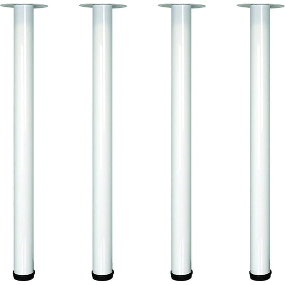 Shepherd Hardware 8573E 27-1/2-Inch Fixed Steel Furniture Legs for Desks and Tables, White - 4-Pack