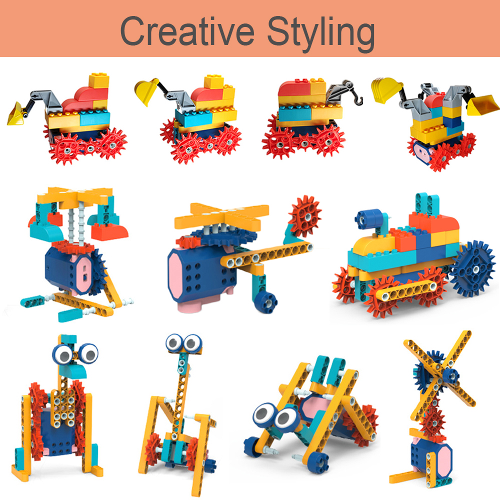 MEGICOT 116Pcs /119Pcs Electric Building Blocks Set for 6+ Year Old Children, Gear Drive Creative Engineering Construction Assembly Toys