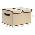 thumbnail image 4 of Unique Bargains Fabric Storage Bin Cube with Handle and Lid Collapsible Basket Beige, 4 of 7
