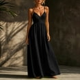 thumbnail image 4 of Aimik Women's Wrap Waist Maxi Sundress Summer Spaghetti Strap V Neck Solid Maxi Sundress Loose Airy Casual Vacation Long Dress, 4 of 6