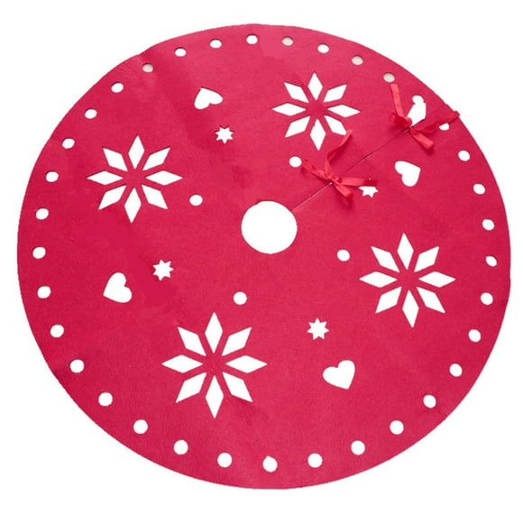 1pc Christmas Tree Skirts Felt Christmas Tree Apron Xmas Tree Base Decoration Apron Wrap for Decor Red