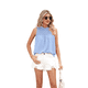 thumbnail image 3 of Camiseta Sin Mangas con Cuello con Volantes para Mujer Azul L, 3 of 10