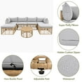 thumbnail image 4 of 7 Pieces Outdoor Patio Furniture, All-Weather Rattan Sectional Sofa Set With Thick Cushions And Pillows, Freely Combined Conversation Sets For Garden, Backyard, Balcony, Gray, 4 of 9