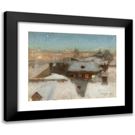 Georg Pauli 14x12 Black Modern Framed Museum Art Print Titled - Winter Evening at Soder, Stockholm (1889)