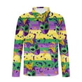 thumbnail image 4 of Ceisia Men's Slim-Fit Long-Sleeve Zip Polo Shirt with Mardi Gras Mask All-Over Print Gift, 4 of 5