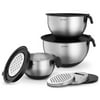 Belwares Set of 3 Stainless Steel Mixing Bowls with Airtight Lids and Graters,