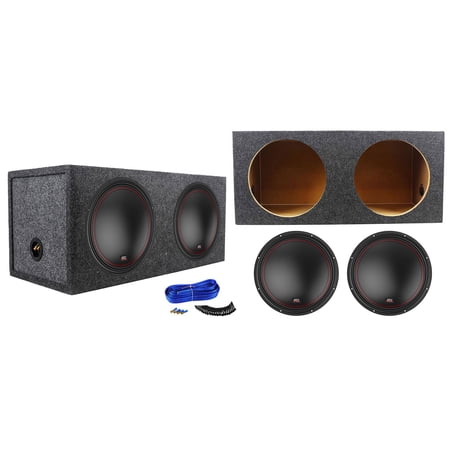 MTX 5512-22 Bundle: 2 12 Inch Car Subwoofers, Rockville RD12 Sealed MDF Enclosure, Speaker Wire, Screws, Terminals, 4-items