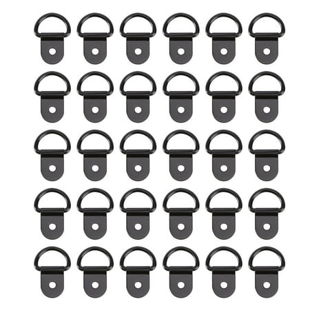 

30Pcs Durable D Ring Hanging Heavy Duty Single Hole Picture Oil Painting Mirror Frame Hooks Hangers(Black)