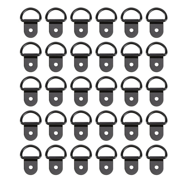 30Pcs Durable D Ring Hanging Heavy Duty Single Hole Picture Oil Painting Mirror Frame Hooks Hangers(Black)