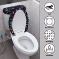 thumbnail image 3 of HELLHERO Dark Spider web Adjustable Soft Universal Polyester Fabric Toilet Lid Seat Cover Set Toilet Easy to Install Washable 17"x21" Set of 2, 3 of 7