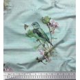 thumbnail image 1 of Soimoi Rayon Fabric Text,Floral & European Greenfinch Bird Print Fabric by The Yard 56 Inch Wide, 1 of 3