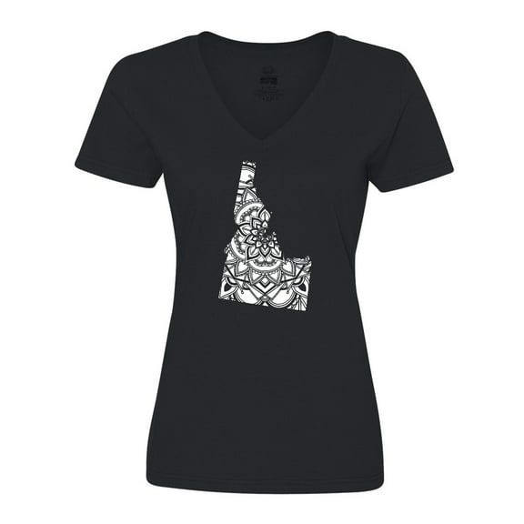 Inktastic Idaho Silhouette Mandala Women's V-Neck T-Shirt