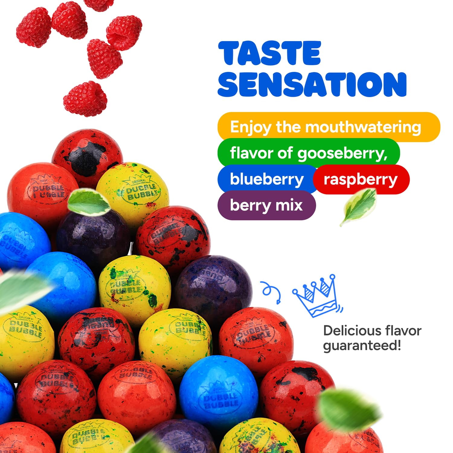 Gumballs for Gumball Machine - 1 Inch Double Bubble Gumballs - Berry Blots Big Gum Balls in Resealable Bag - 1.7 Lb Gumball Machine Refills - 96 Pcs Giant Gumballs Assorted Gum Refill