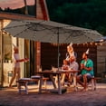 thumbnail image 3 of Topbuy 15' Outdoor LED Patio Double-Sided Umbrella w/Base Coffee, 3 of 8