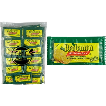 ReaLemon (4g) - 25 Lemon Juice Packets in Custom CMC Products Food Safe Slide Seal Bag, bundle, packaged by CMC Products (25Packets)