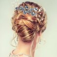thumbnail image 3 of FELTECHELECTR Juego de 4 peinetas para el pelo de boda hechas a mano, tocado floral para novia, accesorios para el cabello con diamantes de imitación, accesorios para vestido de novia, 3 of 5