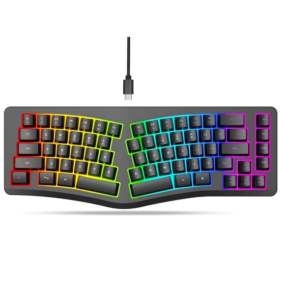 GJX 2026 New Ergonomic Keyboard with 69-Key Compact Layout/Anti-Ghosting/8 Backlight Modes/Type-C Wired/Rgb Lighting Keyboard for Gamers Office