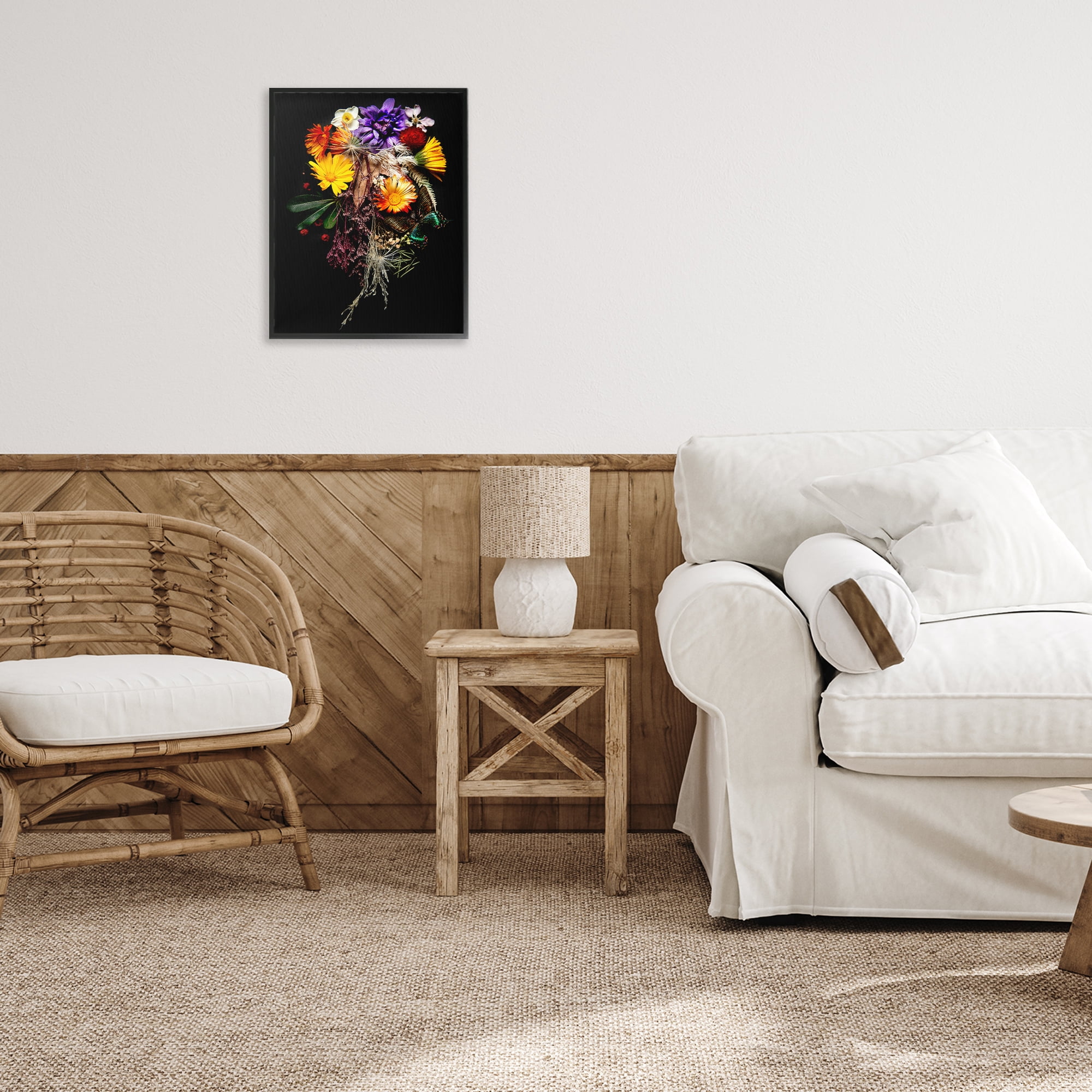 Stupell Industries Butterfly Adorned Arrangement Black Framed Giclee Art, design by Carl Kravats