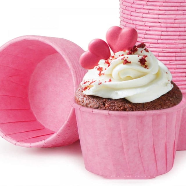 Muffins de papel, 150 piezas de mini moldes para magdalenas para bodas, cumpleaños, fiestas, vasos desechables para hornear en rosa