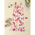 thumbnail image 3 of Musuos Toddler Girl Bell Bottom Jumpsuit 3 6 12 18 24M 3Y Flower Print Square Neck Sleeveless Flare Pants Romper Baby Overalls for Summer, 3 of 8