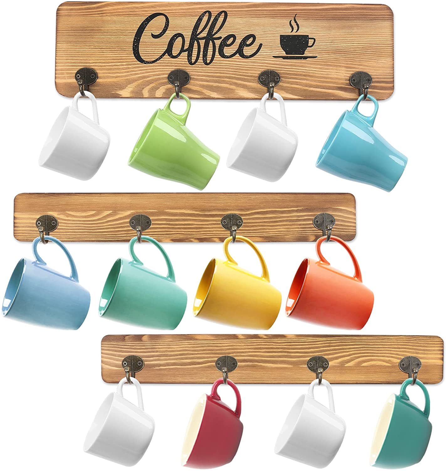 Details about   Coffee Decor Kitchen Wall Mounted Coffee Bar Mug Cup Rack Holder Display Sign 