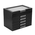 thumbnail image 2 of 60 Piece Black Ebony Wood Six Level Pen Display Case Black Accent Handles with Glass Window, 2 of 6