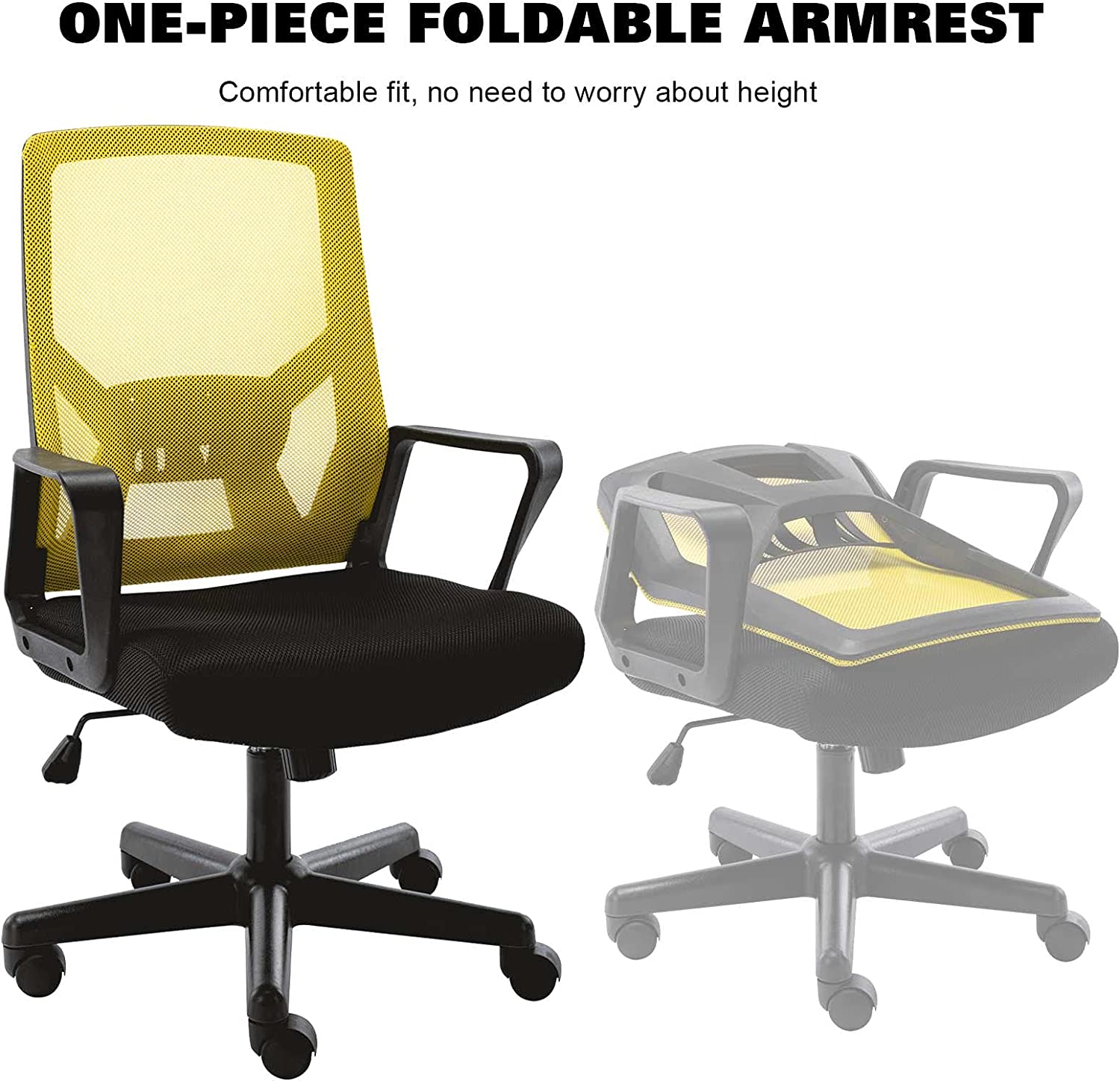 Ergonomic Office Chair with Foldable Backrest, Mesh Home Office Computer Desk Chair with Adjustable Height, Lumbar Support and 360 Degree Caster Gaming Chairs( chartreuse)