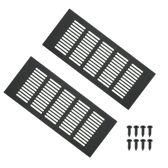 Uxcell 9"x4" Rectangle Air Vent Cover 2pcs Door Grille Ventilation Cover Louvered with Screws for Cabinet Black
