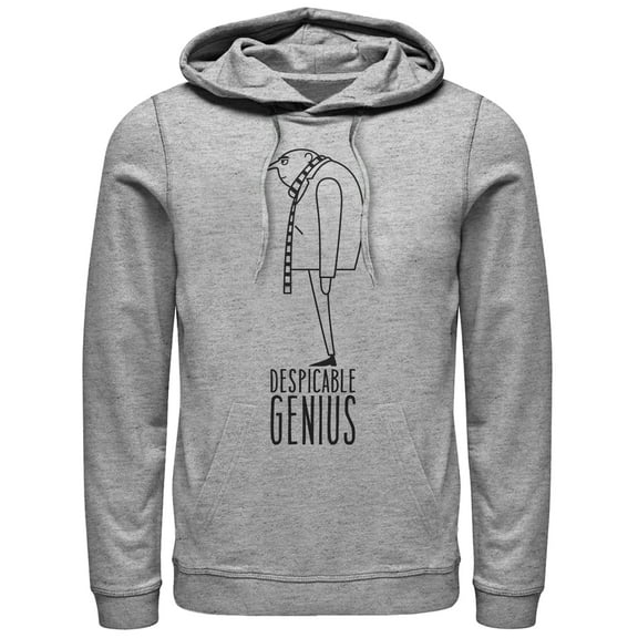 Men's Despicable Me Evil Genius Gru Profile  Pull Over Hoodie Athletic Heather Large