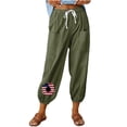 thumbnail image 1 of VEKDONE Womens Linen Long Pants Army Green S, 1 of 6