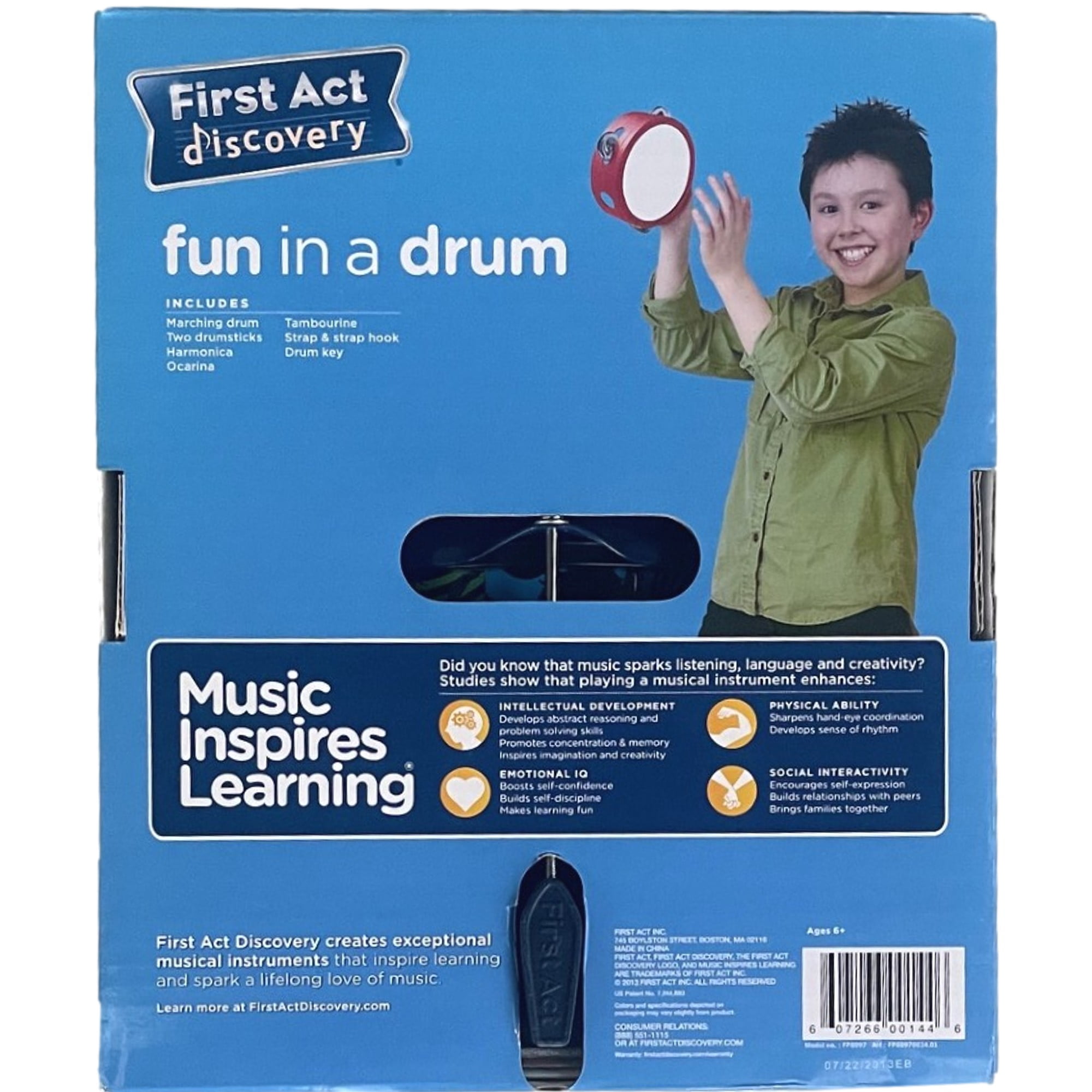 First Act Blue Circle Fun In Drum Musical Instrument Set, Harmonica & Tambourine